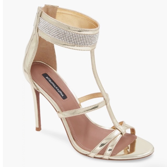 BCBGMaxAzria Shoes - BCBGMaxAzria Shimmering Gold Strappy Heels